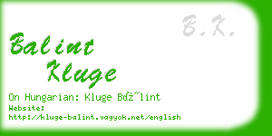 balint kluge business card